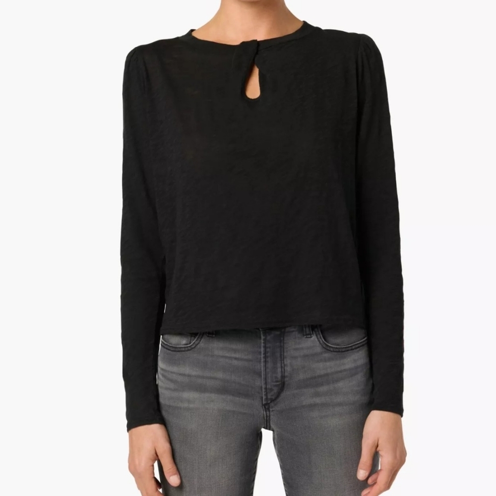 Joe's Jeans Longsleeve Twist Neck Keyhole 100% Cotton Lightweight Top M